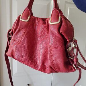 Stuart Weitzman Red Leather Shoulder Hobo Bag Y2k